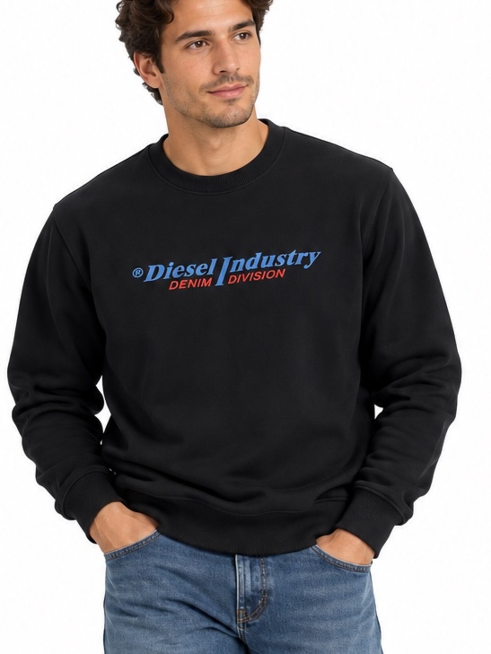 Diesel S-Ginn New Industries NWT Black M Y2K Streetwear Logo Crewneck Sweatshirt